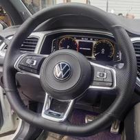 Nertas odinis automobilio vairo užvalkalas Volkswagen VW Golf R MK7 Golf 7 GTI VW Polo Scirocco 14-16 DIY automobilio interjerui black thread gray