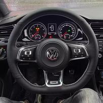 Nertas odinis automobilio vairo užvalkalas Volkswagen VW Golf R MK7 Golf 7 GTI VW Polo Scirocco 14-16 DIY automobilio interjerui white thread