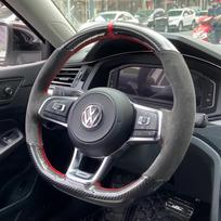 Nertas odinis automobilio vairo užvalkalas Volkswagen VW Golf R MK7 Golf 7 GTI VW Polo Scirocco 14-16 DIY automobilio interjerui carbon and suede