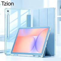 For Samsung Galaxy Tab S10 Lite/S10 FE/S9 FE/S9 10.9'' 11'', Tablet Case Flip Smart Cover with Clear Back Shell, Auto Wake/Sleep white