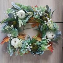 Rudens Vainikas Apledėję Lapai Moliūgas Durų Dekoracija Padėkos Diena Helovinas Kalėdos Sienos Kabinamas 40cm garland gray