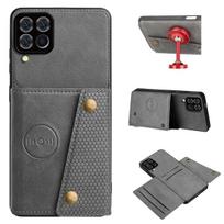 Vintage Leather Card Holder Phone Case for Samsung Galaxy A22 4G,A12,M22,M12 Card Pockets Dual Snap Buttons Flip Wallet Shell Galaxy A22 4G gray