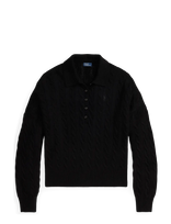 Polo Ralph Lauren - Cable Wool-Cashmere Polo-Collar Sweater - Megztinis - Juoda