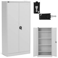 Biuro Metalinė Spinta Dokumentams 4 Lentynos Su Varstomomis Durimis 180 Cm Aukščio Grey
