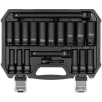 Yato smūginio galvučių rinkinys YT-10556, 1/2" 12.7mm, 19 vnt., 8-24mm, CrMo, 43-47 HRC, šešiakampis, ilgas, fosfatuotas