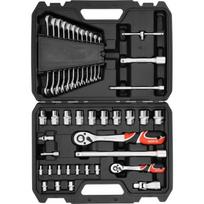 Yato įrankių rinkinys YT-38742, 41 vnt, 1/4" 6.3 mm, 1/2" 12.7 mm, 72 dantys, CrV 6140, CrV 50BV30, AS-Drive, autoservisams
