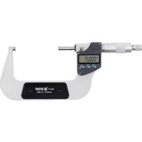 Yato skaitmeninis išorinis mikrometras YT-72309, 75-100 mm, 0.001 mm, LCD ekranas, GCr15, 1.55V SR44 baterija, duomenų išvestis