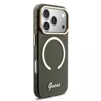 GUESS IML Glitter Script Strap phone case with MagSafe support for iPhone 17 Pro black
