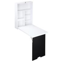 Sulankstomas sieninis rašomasis stalas Homcom 60x94,5x147cm., baltos/juodos spalvos