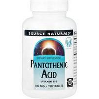 Source Naturals, Pantoteno rūgštis, 100 mg, 250 tablečių