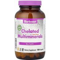 Bluebonnet Nutrition, Chelatiniai multimineralai, be geležies, 120 kapsulių