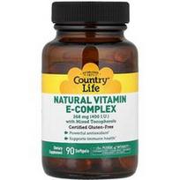 Country Life, Natūralus vitamino E kompleksas su mišriais tokoferoliais, 268 mg (400 TV), 90 minkštųjų kapsulių