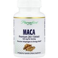 Paradise Herbs, Maca, 60 vegetariškų kapsulių (250 mg vienoje kapsulėje)