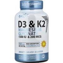 Nutri, Vitaminas D3 ir K2, magnio glicinatas, 120 veganiškų kapsulių