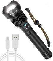 Juodas taktinis žibintuvėlis su reguliuojamu spinduliu "Wozinsky WLT-20W tactical flashlight 20 W 2000 lm CREE diodes IP65"
