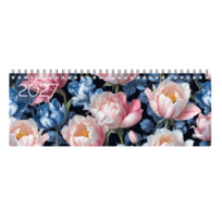 Horizontalus stalo kalendorius MEMO CARD TULIPS 2027m., laminuoto kartono viršeliu