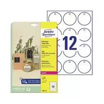 Avery Zweckform T3004-10 lipdukai be lipniosios pusės, apvalūs, poliesteriniai, balti, 60 mm, 120 lipdukų