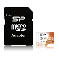 Atminties kortelė Silicon Power Superior Pro 256GB, micro SDXC, Flash atminties klasė 10, su adapteriu, C10,UHS-I U3, A1, V30