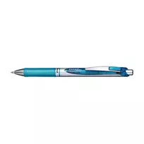 Pentel EnerGel Xm Įtraukiamas Gelinis Rašiklis - Šviesiai Mėlynas Rašalas - 0,35 mm Adatinis Antgalis - Mėlynas Korpusas - Guminė Rankena