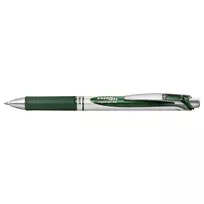 Pentel Energel BL77 rašiklis su žaliu rašalu, žaliu korpusu ir sidabriniais akcentais, 0,7 mm, vidutinis antgalis, vandens pagrindu, vienas vnt.
