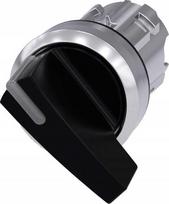 Siemens apšvietimo jungiklis 22 mm apvalus metalinis juodas ilgas ašmenys 2 poz. OI su spyruokliniu grąžinimu 3SU1052-2CC10-0AA0