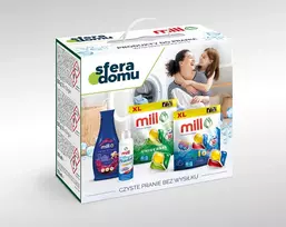 Mill skalbimo mašinų priežiūros priemonių rinkinys.