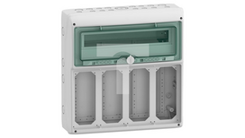 Schneider 13188 Skirstyklė 1x18 ant paviršiaus montuojama IP65, skirta gMRV-1-18+1-NT-T/12 lizdams 4 skylės 103x225mm 13188