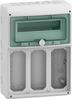 Schneider 13187 Skirstyklė 1x12 paviršiuje montuojama Mureva IP65, skirta gMRV-1-12+1-NT-T/11 lizdams 3 skylės 103x225mm 13187