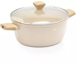Puodas su keramine danga, smėlio spalvos, 28 cm, 6,6 l