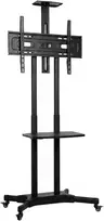 TV staliukas Televizoriaus stovas reguliuojamo aukščio, su 2 lentynomis, juodas, 85,3 × 64,8 × 129,5–189 cm