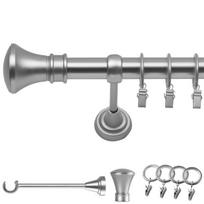 Metalinė Vienguba Užuolaidų Strypa 200 Cm 19 Mm 19 Mm Chromuota Matinė Monaco Su Žiedais Kištukams