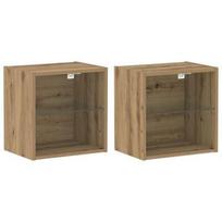 Plaukiojančios Lentynos 2 vnt Amatininkų Ąžuolas 40x28.5x40 cm Medienos drožlių plokštės