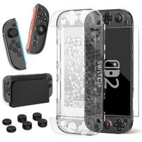 Dėklas Nintendo Switch 2 konsolei, rinkinys, ekrano apsauga, svirčių antgaliai — nintendo switch priedai, heystop dėklas, ergonomiškas laikiklis, ekrano apsauga switch, analogų kepurėlės, dėklas su laikikliu