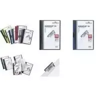 DURABLE DURACLIP ORIGINAL 30 A4 dokumentų segtuvas su metaliniu spaustuku, permatomu mėlynu viršeliu, 5 vnt. 2227-07