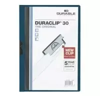 DURABLE DURACLIP 30 A4 dokumentų segtuvas su spaustuku, juodas (25 vnt. pakuotė) 220028