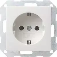 Gira System 55 Schuko lizdas, grynai balta šilkine matine, 16 A, įleidžiamas 018827