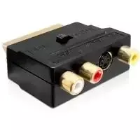 Wentronic Goobay SCART adapteris, SCART male į 3 RCA female + 4-Pin Mini-DIN female, juodas 50499