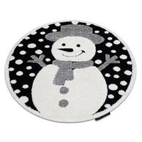 Vaikų kilimas JOY Ratas Snowman sniego senis, vaikams - Struktūrinis, dviejų sluoksnių vilna juoda / kremastaas, juoda