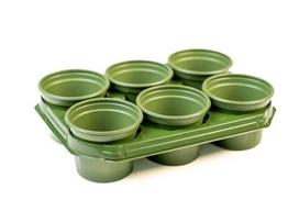 Plastikinis sėjos rinkinys su padėklu: 6 vazonėliai 12 cm, padėklas 37x28 cm, žalias