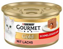 Katinų paštetas Gourmet GOLD su lašiša, užpiltas padažu, 85 g
