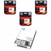 Rašalo kasetės HP 650, 3 vnt., spalvotos, CZ102AE + kopijavimo popierius HP COPY + HP-005318