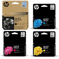Rašalo kasetės rinkinys HP 937e XL juoda + 937 CMY, 4 vnt., tinka HP 9110, 9120, 9130, 9720, 9730