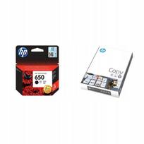 Rašalo kasetė HP 650 juoda CZ101AE ir kopijavimo popierius HP COPY