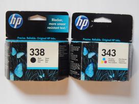Rašalo kasetės HP 343 trispalvė + 338 juoda, originalios
