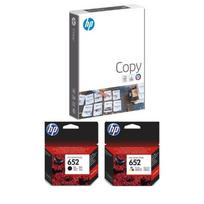 Rašalo kasečių rinkinys HP 652: juoda F6V25AE ir spalvota F6V24AE + HP COPY