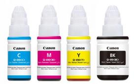 Rašalo kasetės Canon GI-490 CMYK, 4 vnt., skirtos PIXMA G3410, G2410, G1410 spausdintuvams