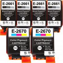 Rašalinių kasečių rinkinys Epson WF-100W / WF-110W, T2661XL, T2670XL, 6 vnt., su mikroschema, juodos spalvos