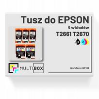 Rašalo kasetės EPSON WorkForce WF-100, 5 vnt. (3 juodos T2661, 2 spalvotos T2670)