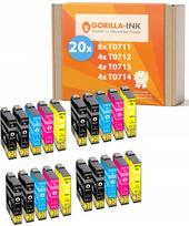 Rašalo kasetės EPSON T0711, 20 vnt., tinka Stylus SX100/SX105/SX110/SX115/SX200/SX210/SX218