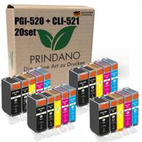 Rašalo kasetės CANON PGI-520, CLI-521, 20 vnt., tinka Pixma IP3600, IP4700, MP620, MP630, MP640